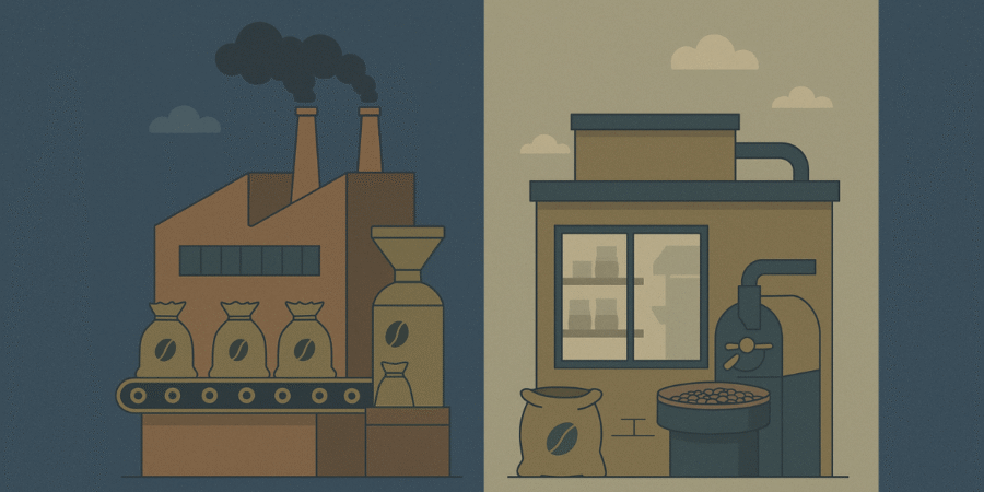 كوفدار | COFDAR | التوسع في مصانع القهوة الكبيرة مقابل معامل التحميص المصغرة